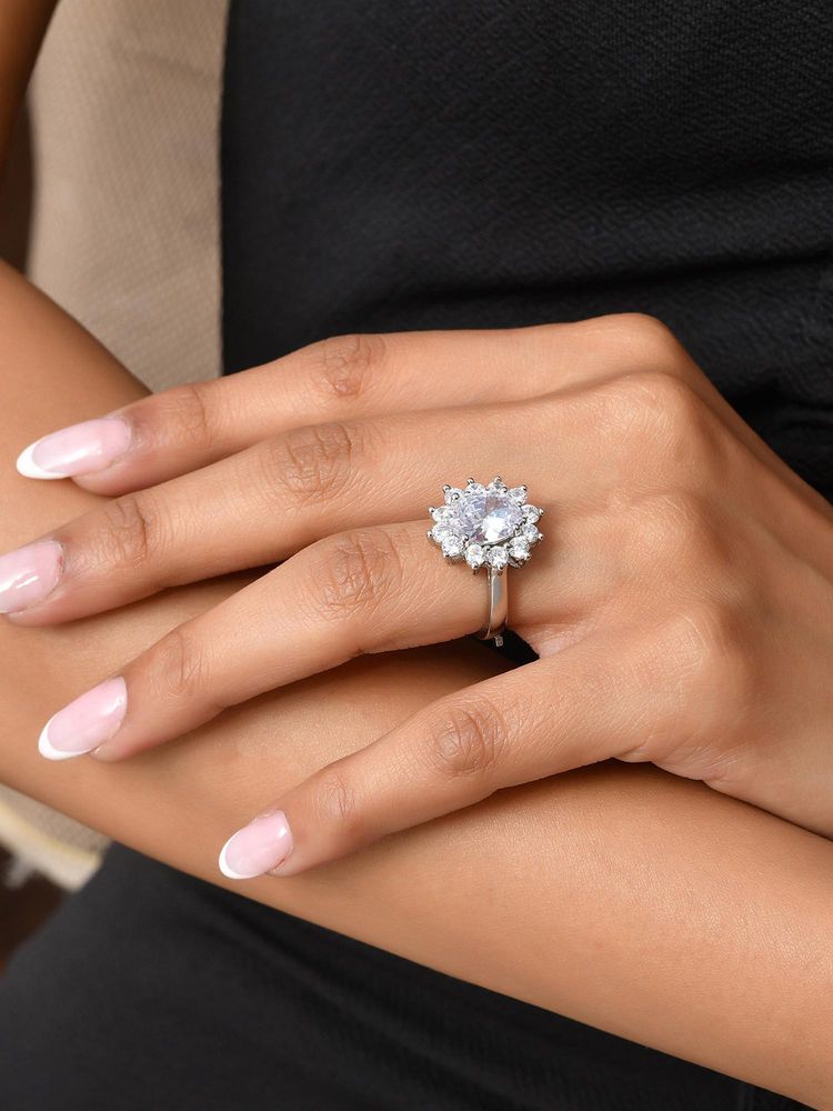Voylla Sparkling Elegance Glowing Grace American Diamond Solitaire Ring (Adjustable)-picture-10