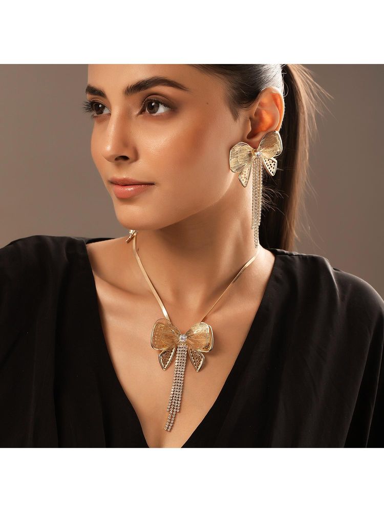 Voylla Blume Bling Bow Affair Neacklace Set-image-4