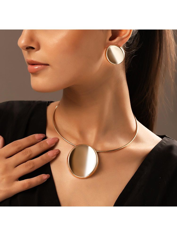 Voylla Blume Golden Orbit Minimal Luxe Neacklace Set-image-33