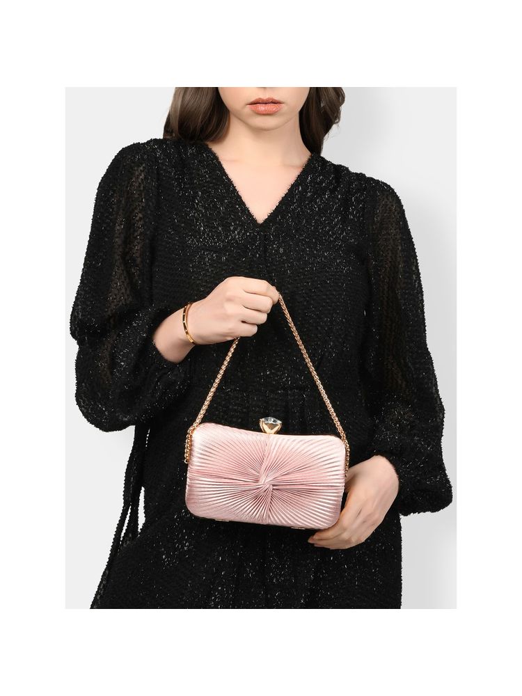 Lavie Women Pink Textured Clutch (S)-image-16
