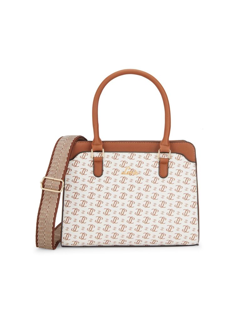 Lavie Women Off White Printed Satchel Bag (M)-picture-14