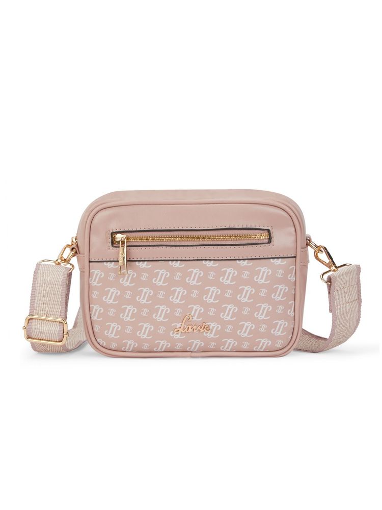 Lavie Women Pink Printed Sling Bag with Detachable Strap (M)-image-5