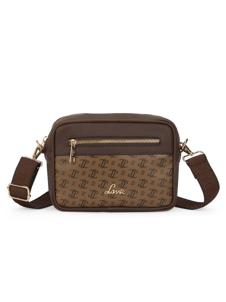 Lavie Women Brown Printed Sling Bag with Detachable Strap (M)-picture-11