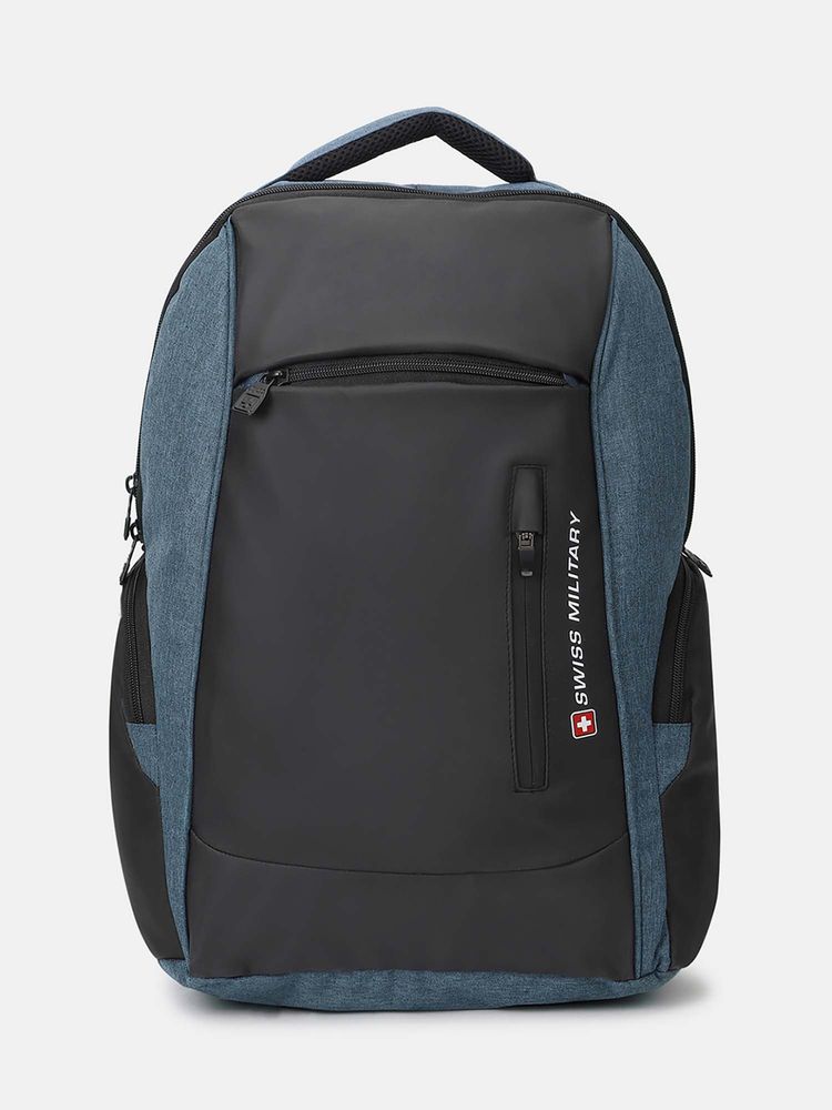 Swiss Military Unisex Blue and Black Colorblock 16 Inch Laptop Backpack-picture-34