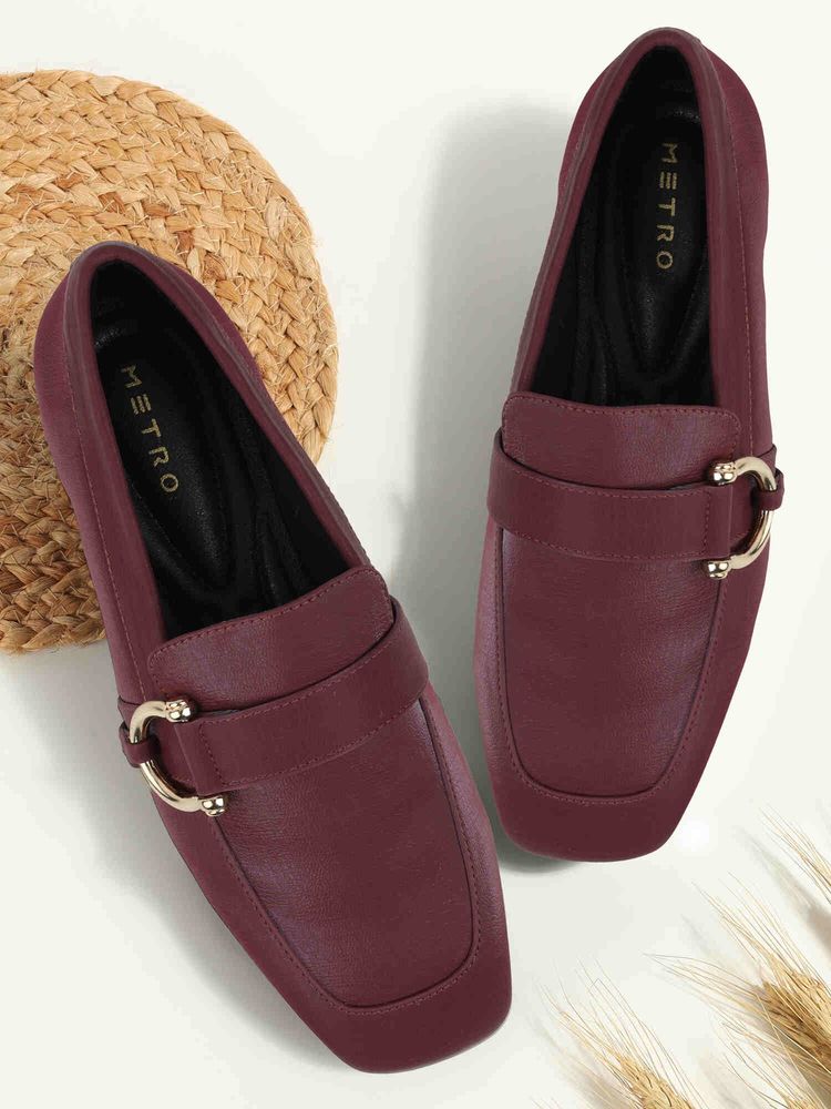 Metro Women Maroon Loafers-image-13