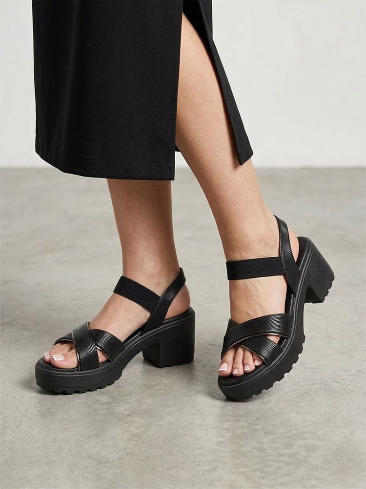 Monrow Women Evyra Black Block Heels-image-29