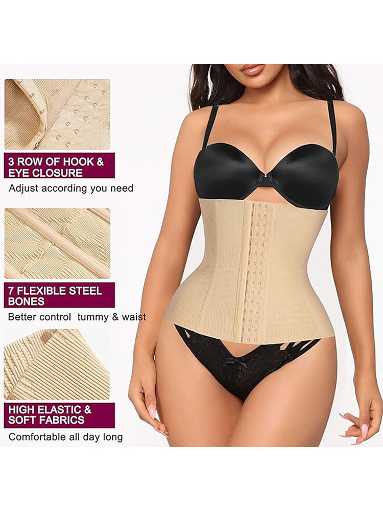 BRACHY Women Corset Shapewear High Waist Tummy Control Shapewear With Hook Belt Beige-picture-11