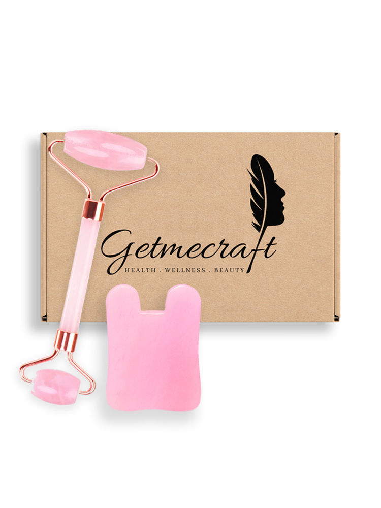 Getmecraft Rose Quartz Face Roller And Rabbit Ear Shape Gua Sha Massage Tool Set-picture-27