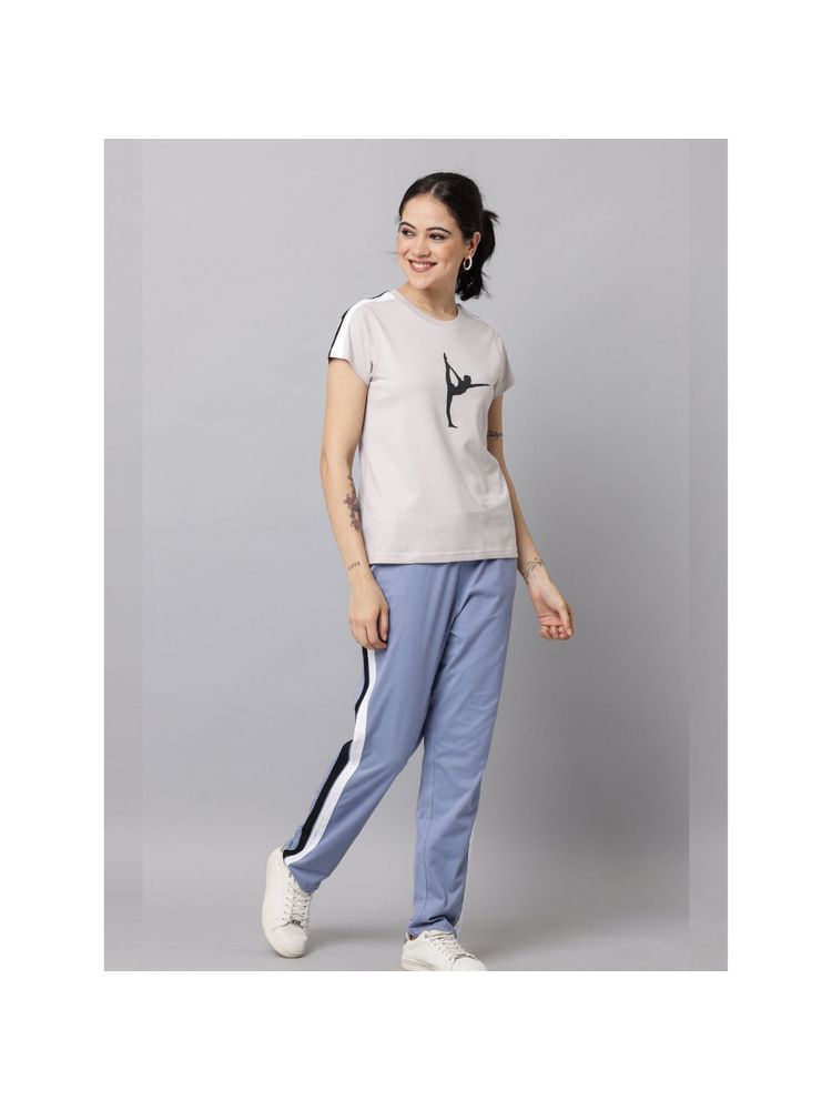 Slumber Jill Beige & Blue Snuggle Fit T-Shirt with Pant (Set of 2)-image-9