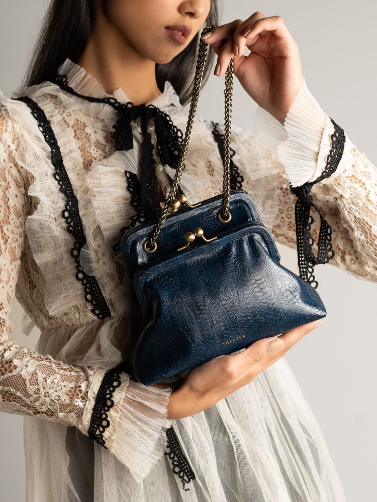 Theater Women Francesca Croco Blue Sling Bag-picture-12