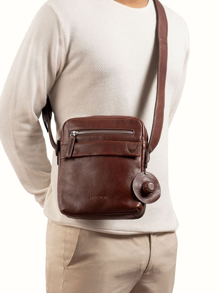 Hidesign Mezcal 01 Genuine Leather Men's Crossbody Bag - Tan-image-10