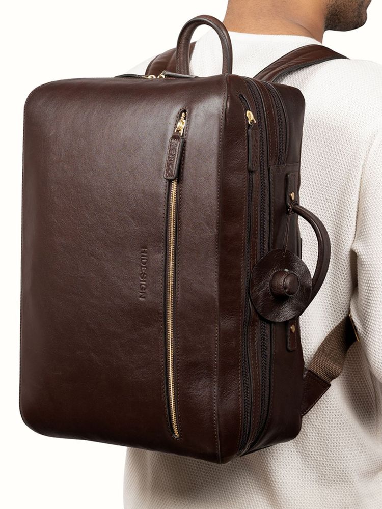 Hidesign Pisco 02 Genuine Leather Men's Backpack - Brown-image-7
