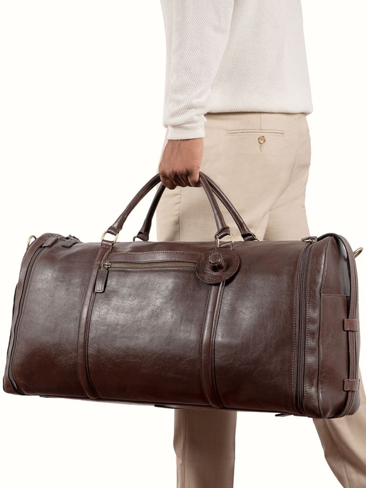 Hidesign Pisco 03 Genuine Leather Men Duffle Bag - Brown-picture-20