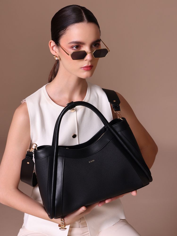 kazo fashion Kazo Black Sylvie Satchel Bag (M)-picture-2