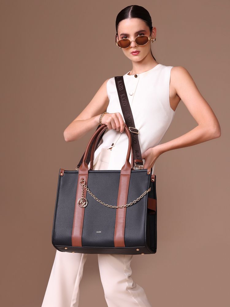 kazo fashion Kazo Black Cooper Tote Bag with Detachable Strap (L)-picture-20
