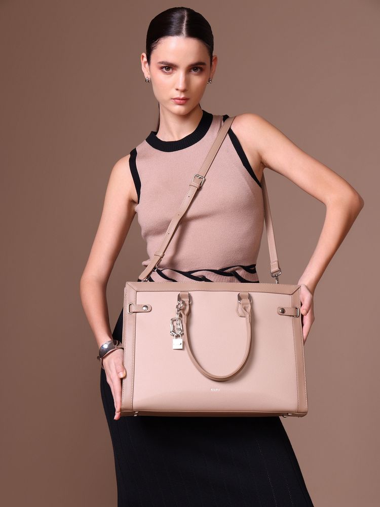 kazo fashion Kazo Taupe Imperial Laptop Bag with Detachable Strap (L)-picture-24