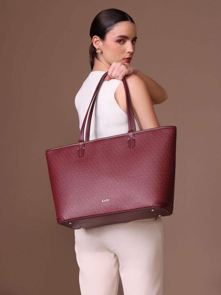 kazo fashion Kazo Burgundy Marcelle Tote Bag (L)-picture-10