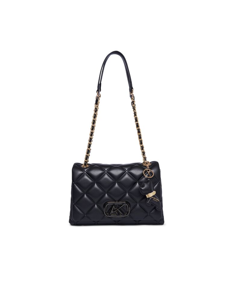 akiki london akikii women's danson 26 flap sling bag (black) (s)