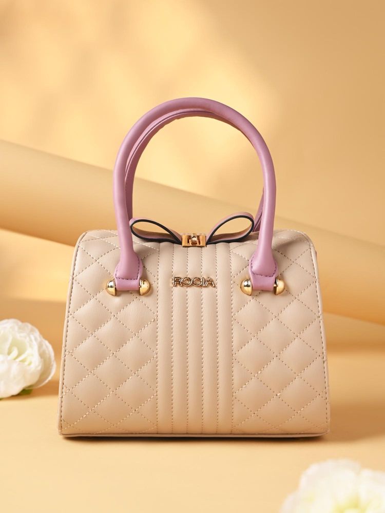 ROCIA By Regal Beige Women Quilted Small Bow Tie Handbag with Detachable Strap-image-27