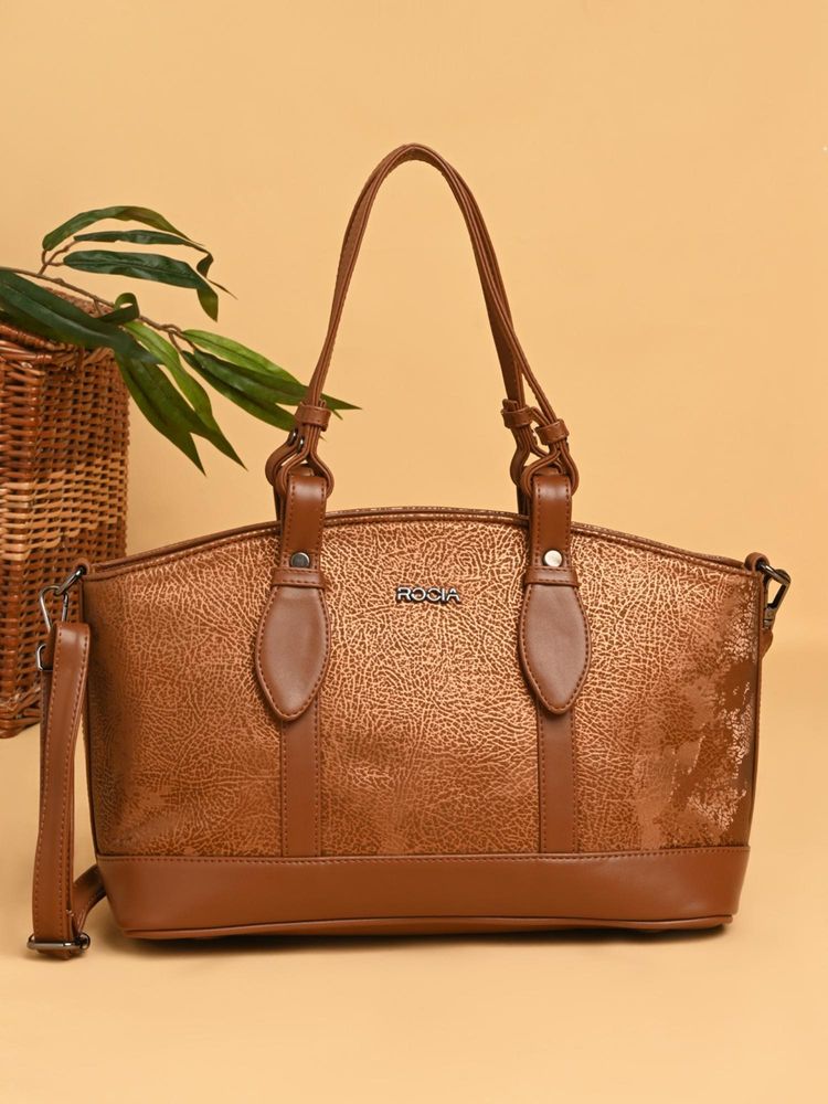 ROCIA By Regal Tan Women Textured Material Shoulder Bag with Detachable Strap-picture-18
