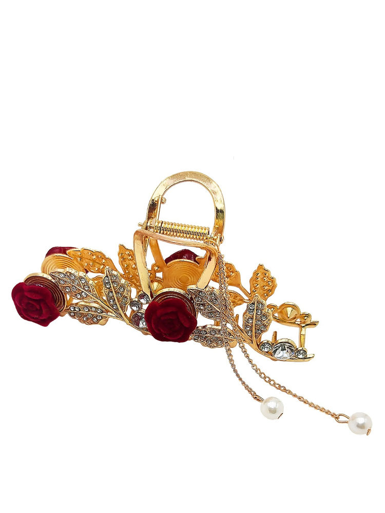 Matra Luxe Claw Clip Flower Hair Clutcher Fancy & Floral Big Large Metal Clutches Hair Accessory-image-45