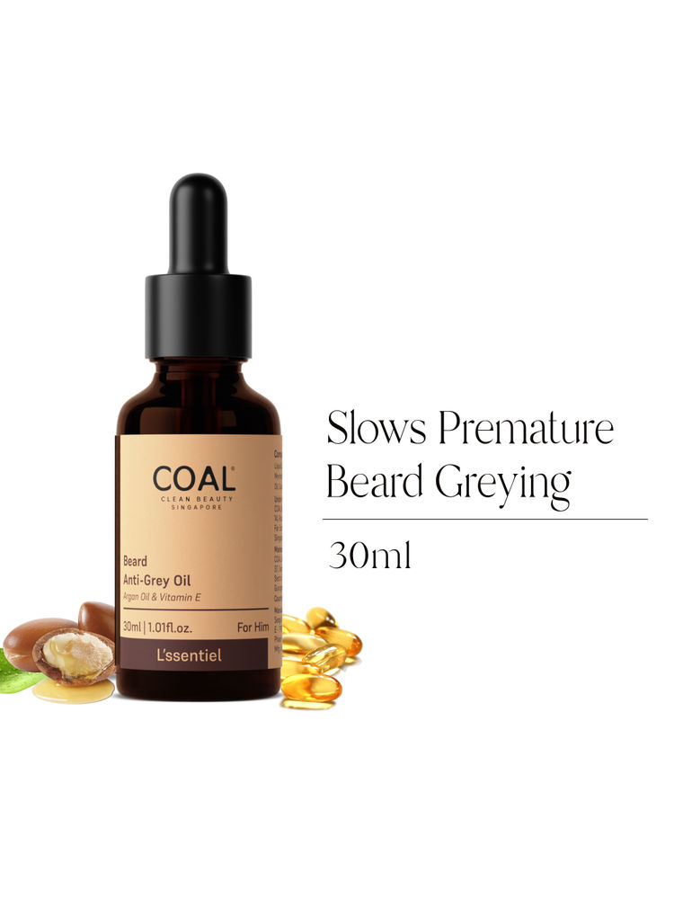 COAL Clean Beauty Beard Anti-Grey Oil With Vitamin E And Darkenyl Slows Premature Greying