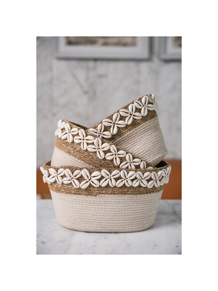 Casa Luna Decor Seagrass Oval Shell Basket (Pack of 3)-image-45