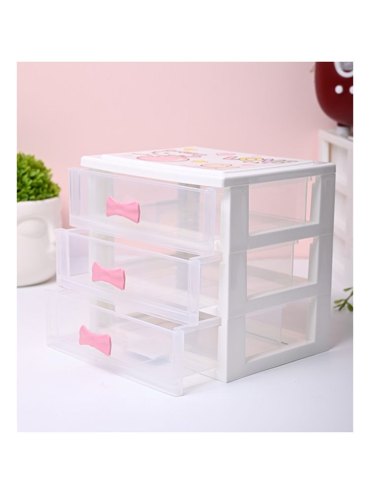 Voncasa White Color Plastic 3-Layer Drawer-picture-11