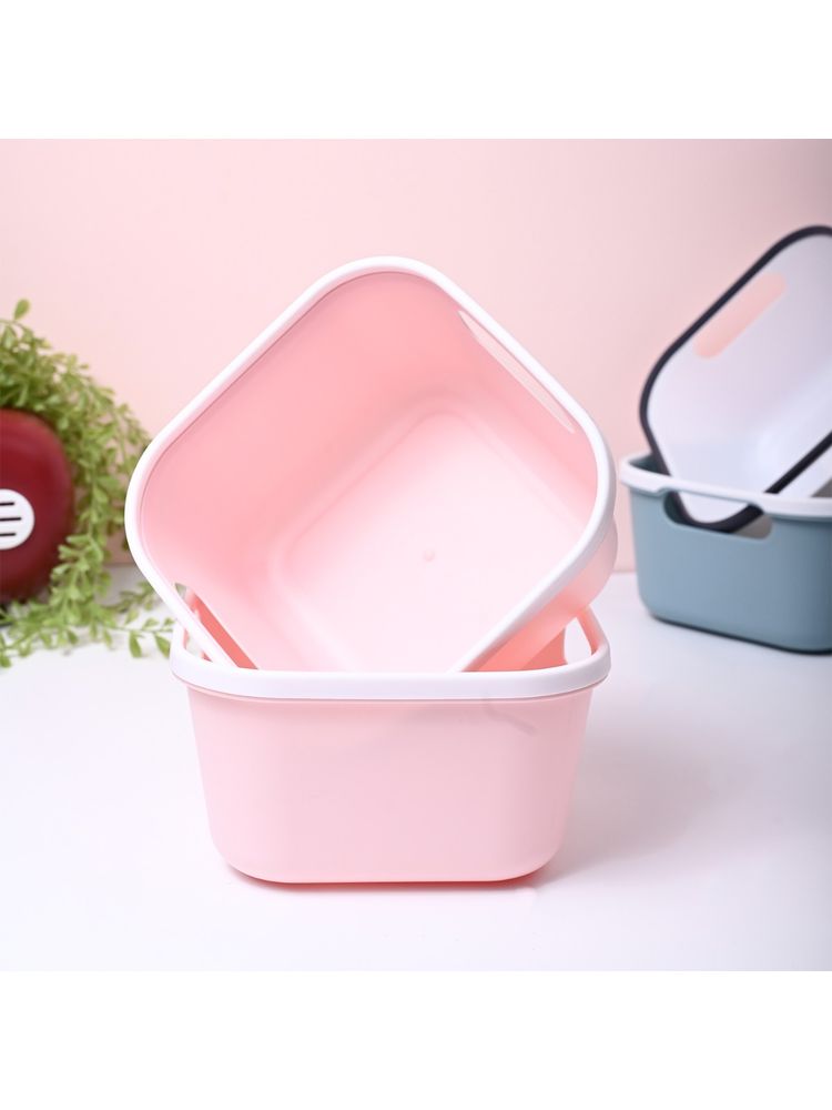 Voncasa Pink Color Plastic Basket (Pack of 2)-image-4