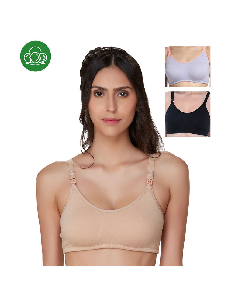 Inner Sense Organic Cotton Antimicrobial Nursing Bra Pack of 3 - Multi-Color-picture-25