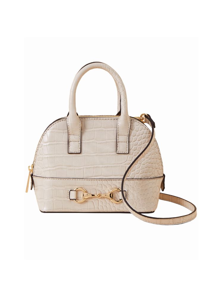 Accessorize London Womens Faux Leather Cream Snaffle Mini Kettle Sling Bag