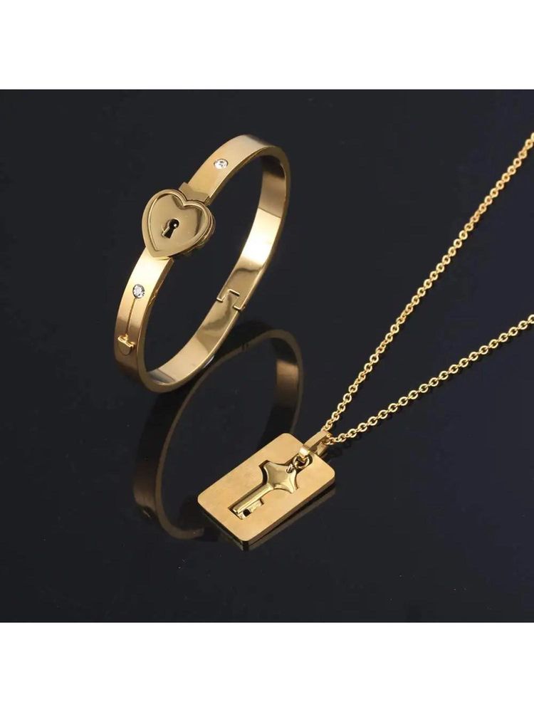 Salty Golden Lock and Key Love Jewellery Set (Pack of 2)-image-10