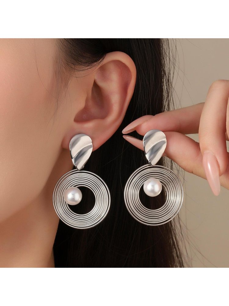 Salty Aster Luxury Gold Silver Drop Earrings-image-11