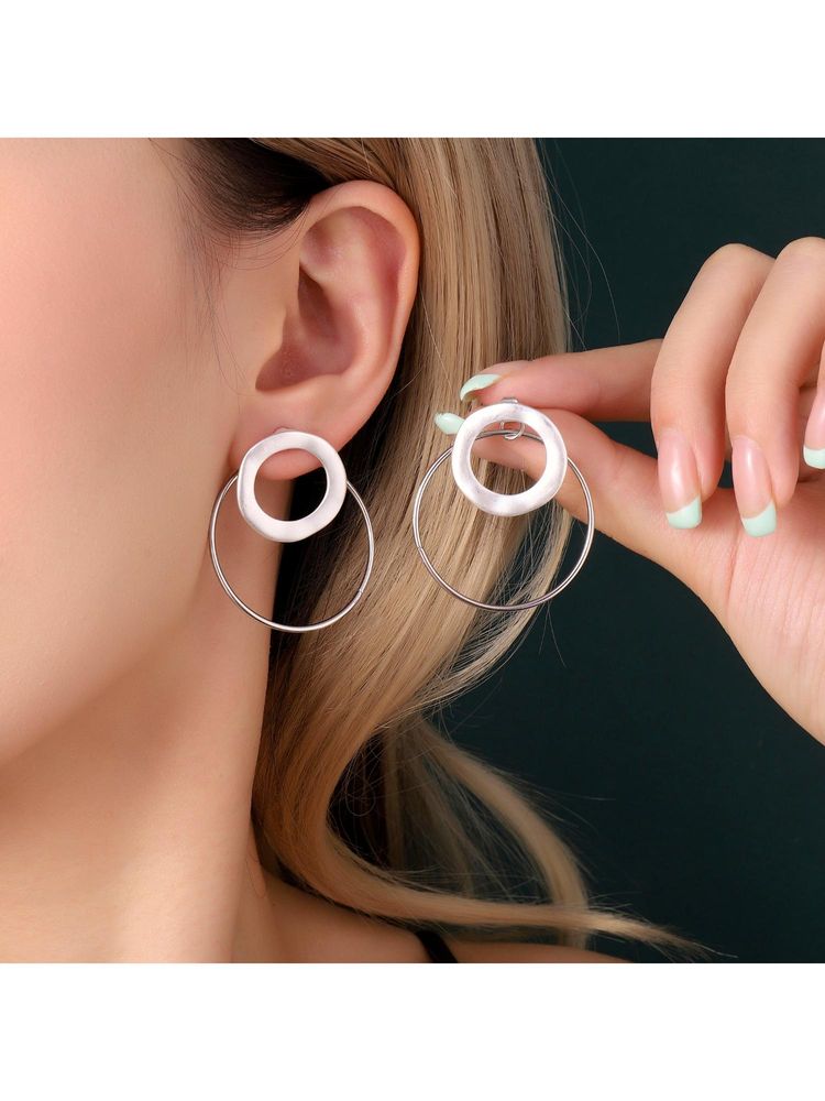 Salty Veracity Round Silver Drop Earrings-image-13