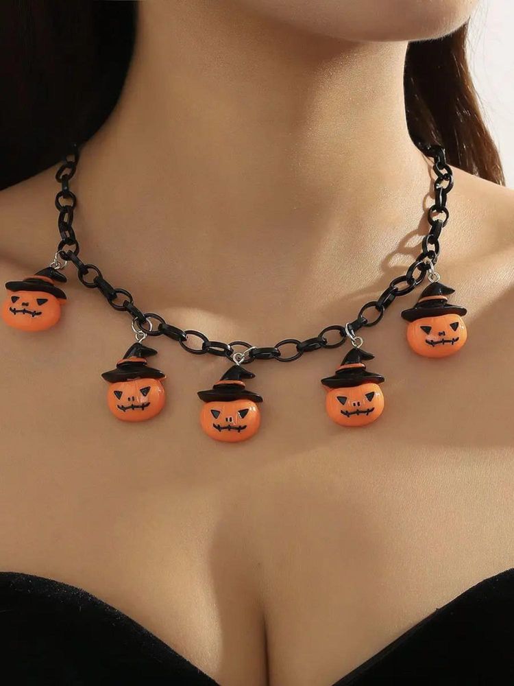 Salty Halloween Pumpkin Orange Necklace-picture-16