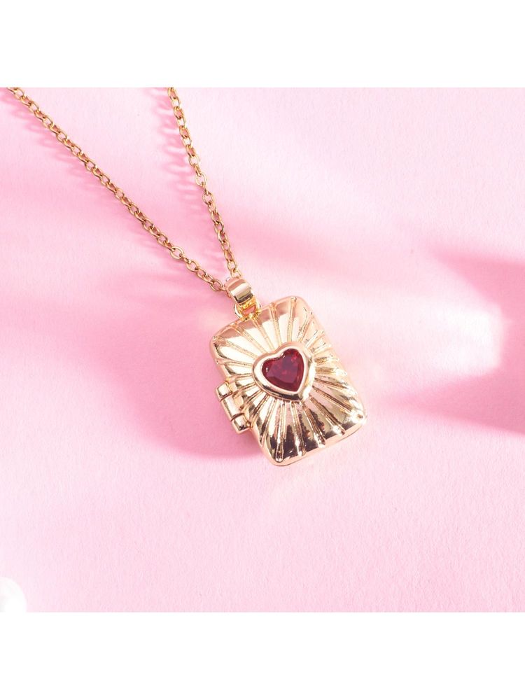 Salty Sunburst Red Heart Locket Necklace-image-36
