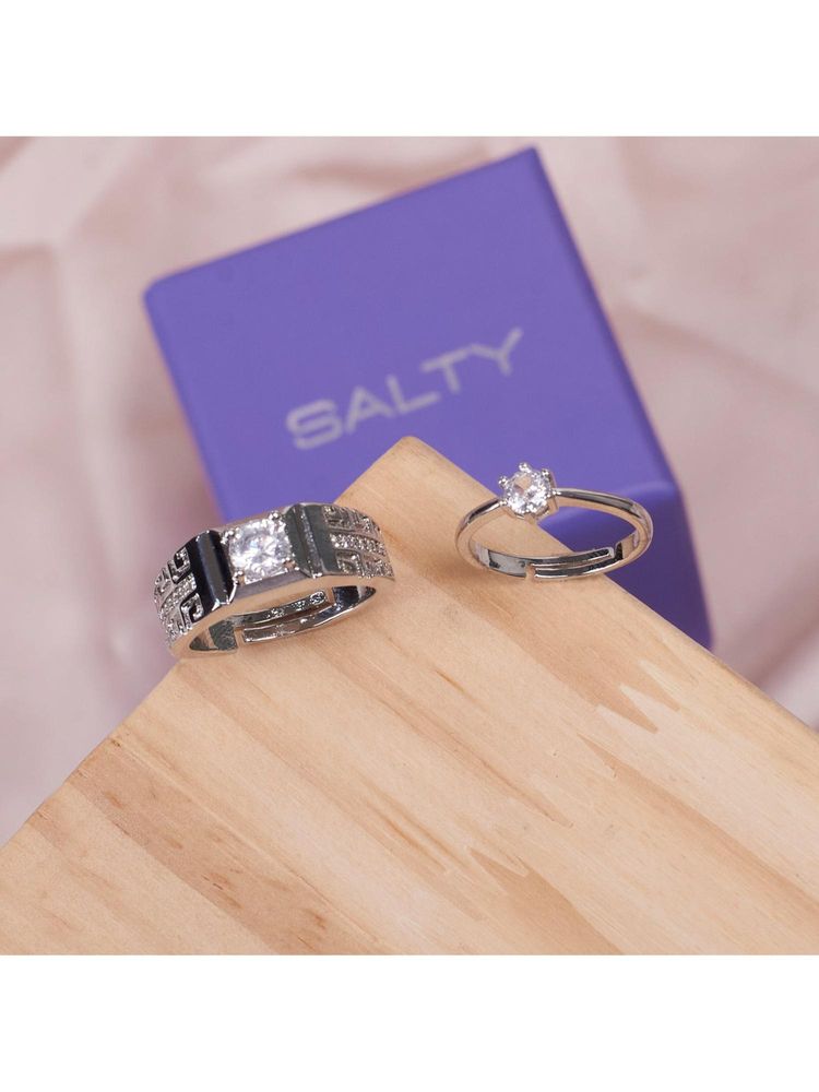 Salty Unity Solitaire Couple Rings (Pack of 2)-image-43