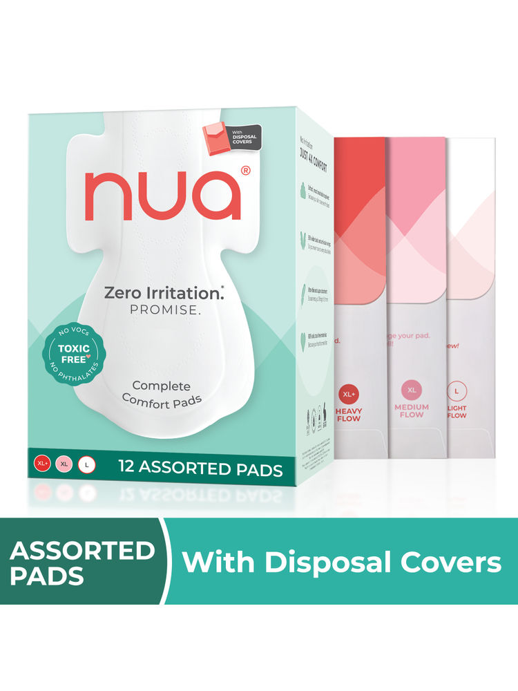 Nua Complete Comfort Assorted Pads with Disposal Covers 12 Assorted Pads