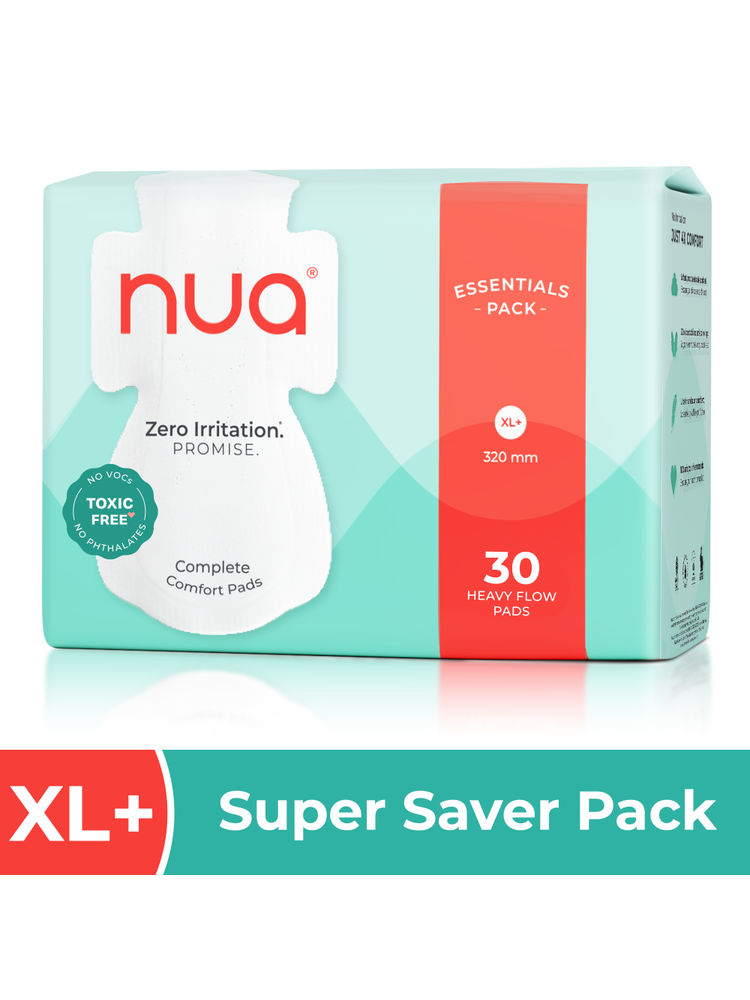 Nua Complete Comfort Pads Zero Irritation Promise Essentials Pack Super Saver 4x Comfort 100% Toxic