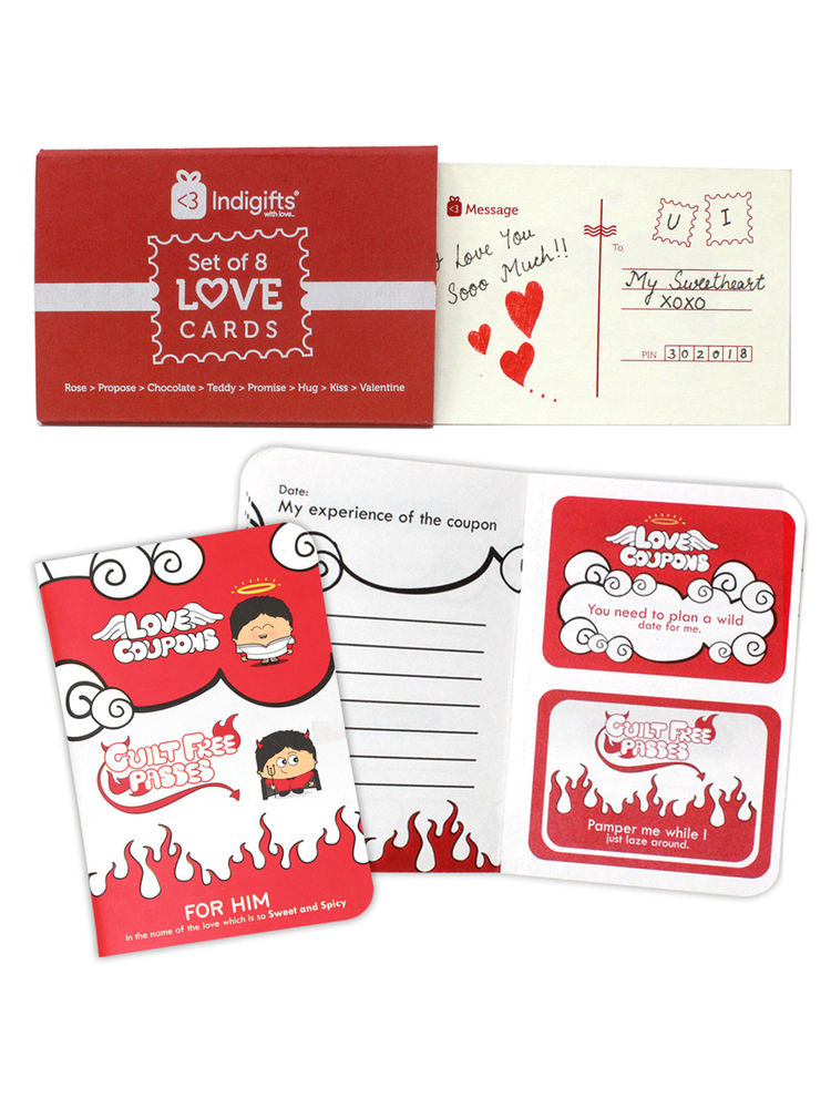 Indigifts 8 Love Postcards and 7 Love Coupons with Passes and Wildcards Valentine Gift-picture-25
