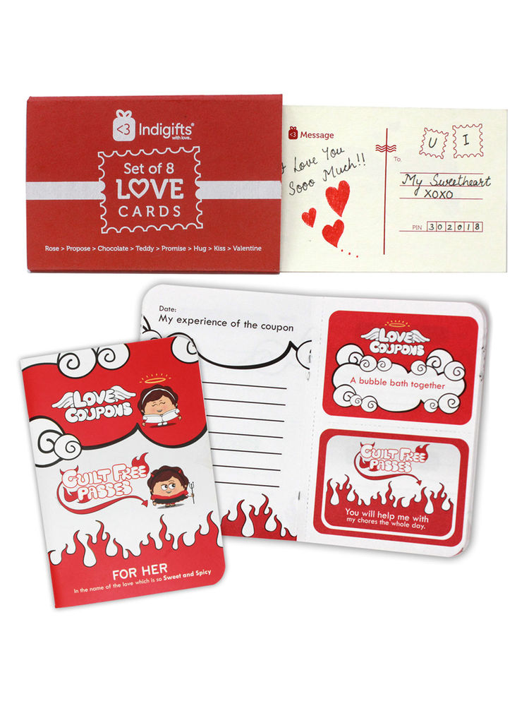 Indigifts Valentines 8 Love Postcards & 7 Love Coupons With Guilt Free Passes And Wildcard-picture-18