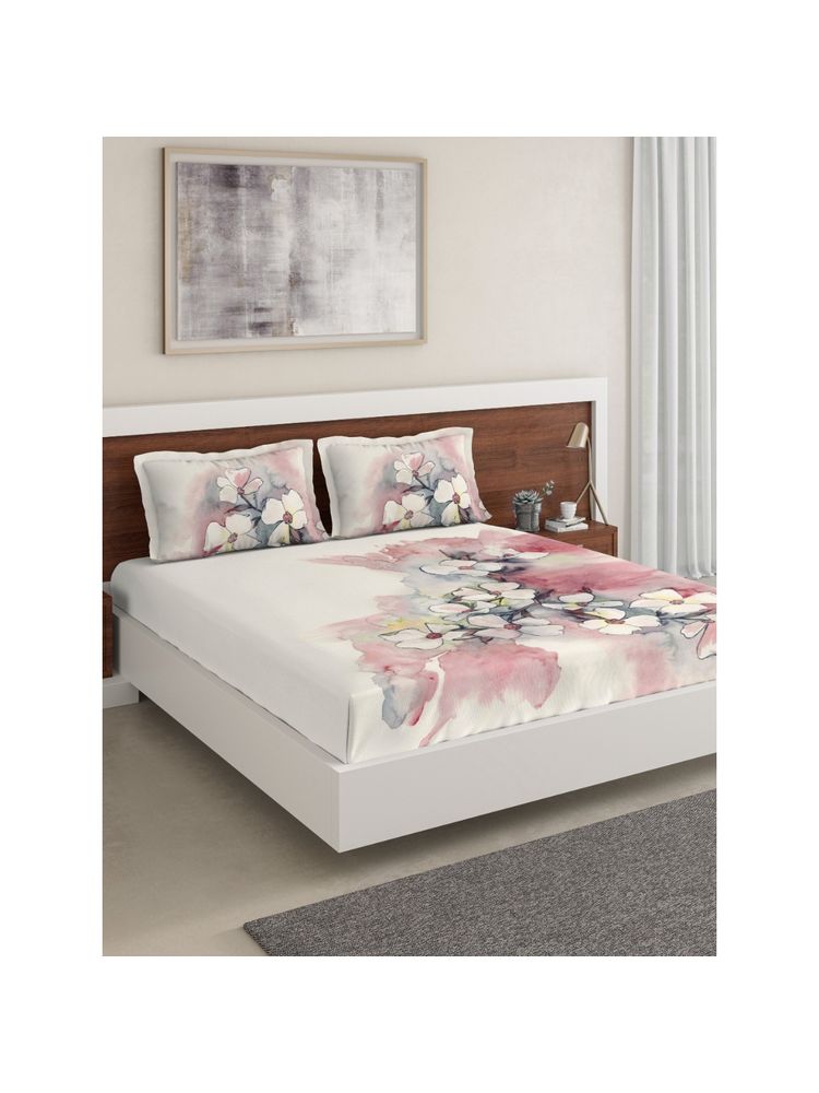 ddecor live beautiful DDecor Live Beautiful, Cotton 1 Double Bedsheet With 2 Pillow Covers, 144 Tc, Red-picture-42