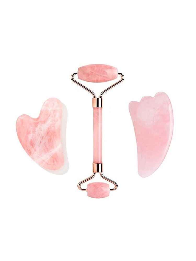 Getmecraft Rose Quartz Roller And Gua Sha With Wing Shape Gua Sha Set-picture-31