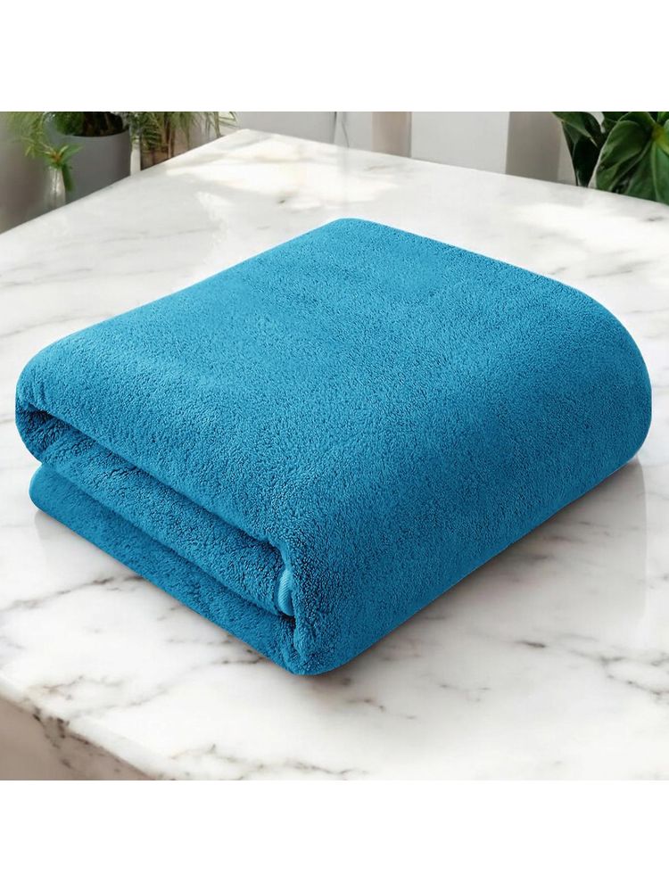 Story@Home Microfiber 400 GSM Soild Bath Towel - Blue (XL)