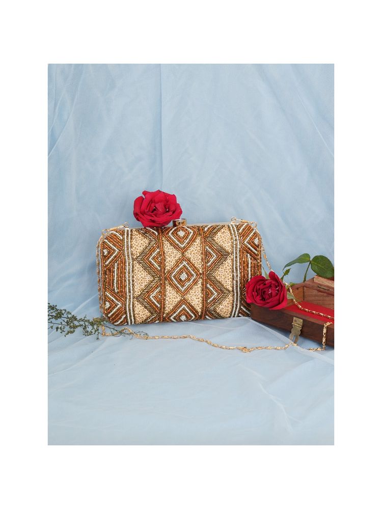 Fabbhue Women's Hand Embroidered Box Clutch Purse-image-36