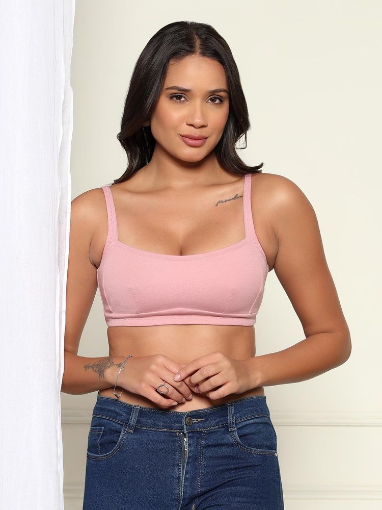 Da Intimo Pink Full Coverage Cotton Bra With All Day Comfort-image-19