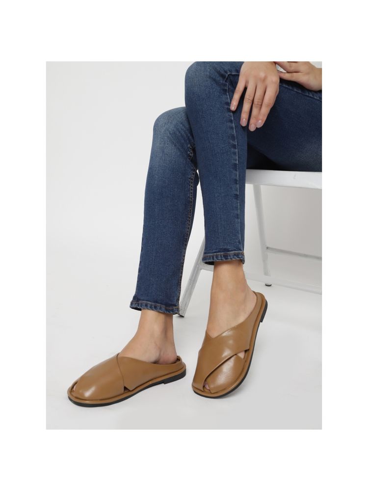 Truffle Collection Tan Solid Sandals-image-12