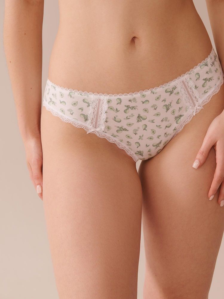 La Vie En Rose Cotton And Lace Detail Bikini Panty White-picture-22