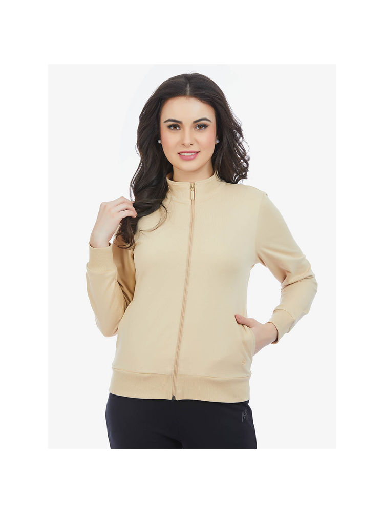 MAYSIXTY Women Cotton Spandex Off White Solid Full Sleeve Sweat Shirt-picture-12
