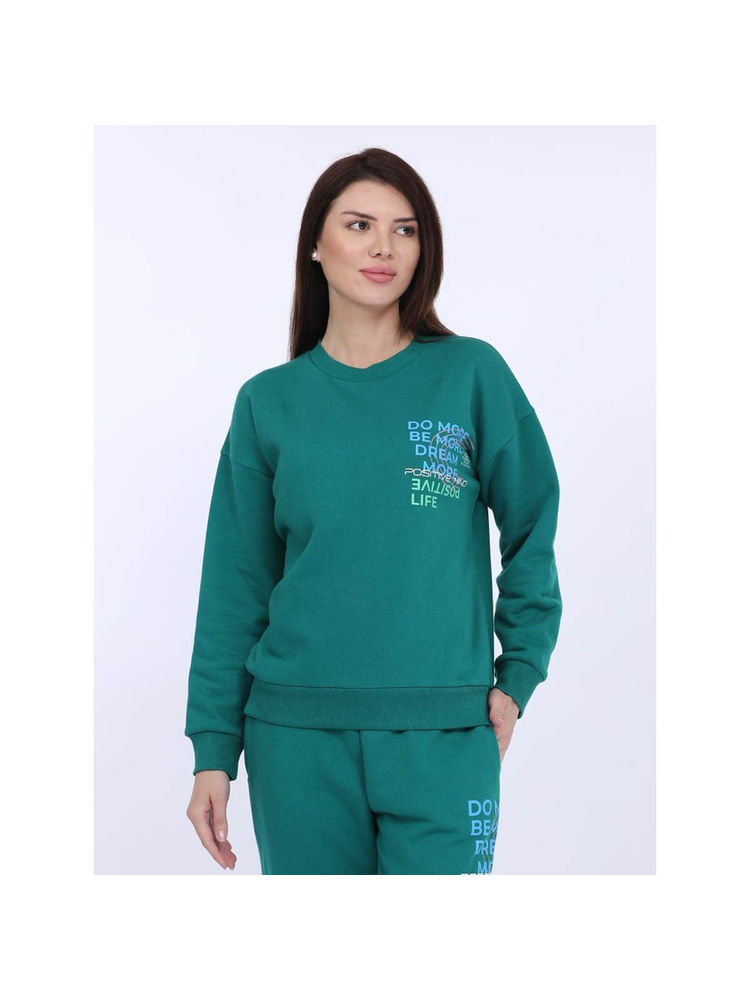 MAYSIXTY Women Fleece Green Printed Full Sleeve Sweat Shirt-image-6